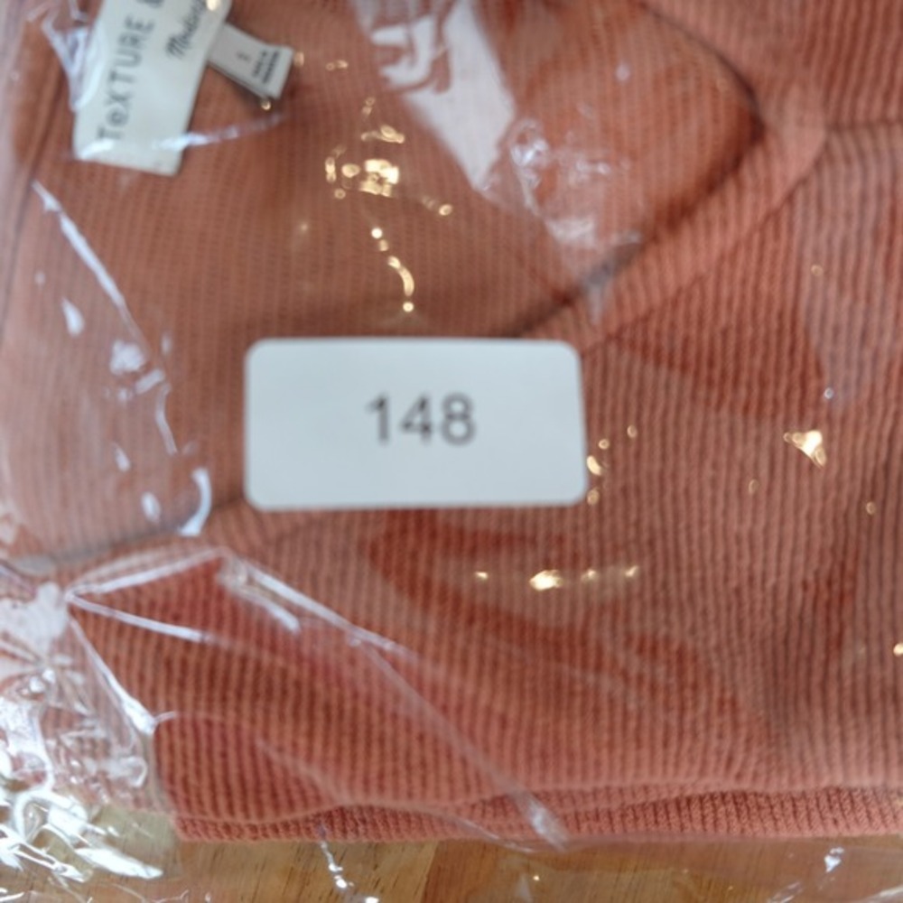 Madewell Texture & Thread‎ Top Women Sz S Cotton Orange Long-Sleeve Tie-Front - Picture 9 of 9